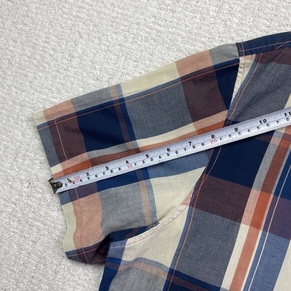 Rip Curl Men's XL Y2K Grunge Blue Plaid Distressed Short Sleeve Button Up Shirt - Picture 13 of 14